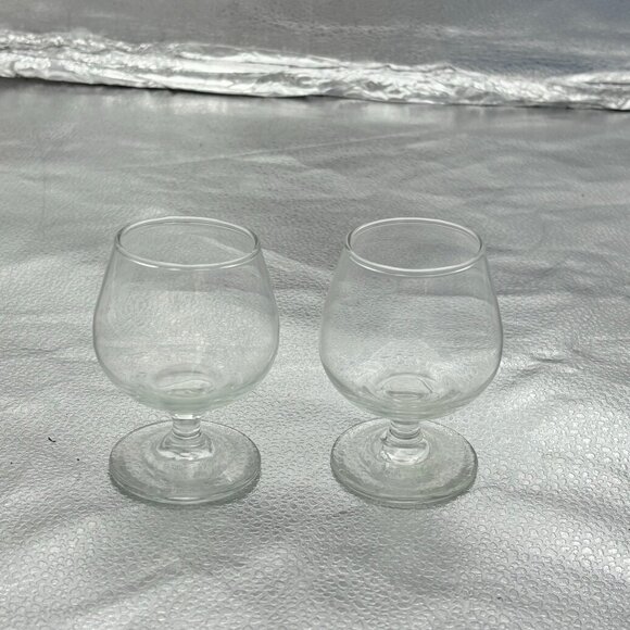 Clear Glass Brandy Snifter Mini Shot Glasses Set Of 2 Cognac 4” H Barware - Picture 7 of 7